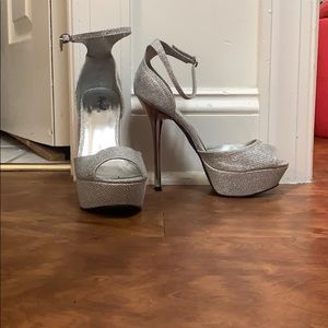 Fashion Nova Silver Sparkle Heels